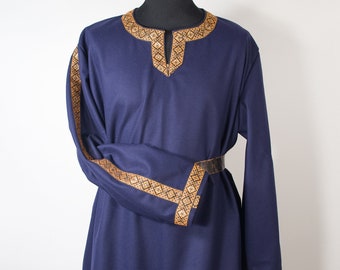 Tunic Drakar, men's medieval tunic, long, wool, Larp, Made to order, custom made