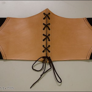 Alisea Corset Belt with strings in genuine leather and elastic band, different colors available image 3