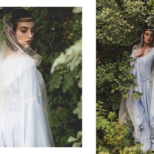 Manteau en organza fantaisie renaissance médiévale, cape, tissu pur, mariage, fait sur mesure