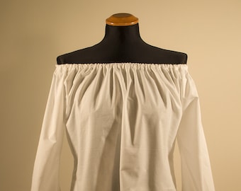 Abigail shirt, chemise mixed cotton or linen, flare sleeve, fantasy and larp