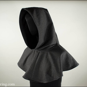 Lyri woolen hooded cape with Liripipe and hight neck, fantasy medieval renaissance, unisex, steampunk,larp, custom made