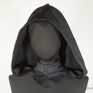 Neck corset with hood in microsuede, victorian, gothic, fantasy, drow, cape,  larp.