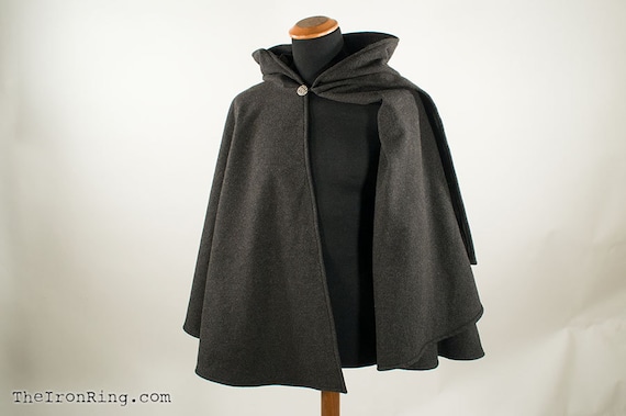 ウールのフード付きケープ、マント、ファンタジー、中世、ルネッサンス