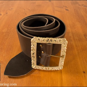 Fantasy leather belt  with brass buckle III, Cameron, larp, pirate, steampunk, renaissance