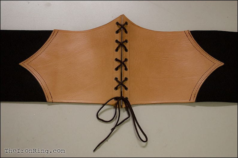 Alisea Corset Belt with strings in genuine leather and elastic band, different colors available image 3