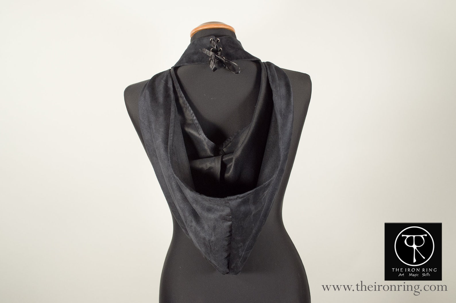 Neck Corset With Hood in Microsuede, Victorian, Gothic, Fantasy, Drow