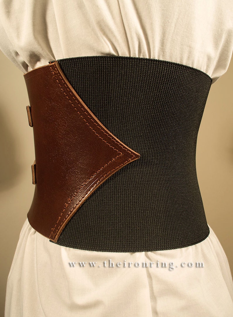 Alisea Corset Belt with strings in genuine leather and elastic band, different colors available image 4