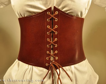 Borea Corset Belt in genuine leather and elastic band, back strips.