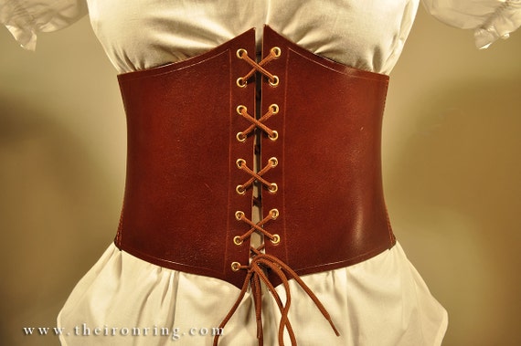 Borea Corset Belt in Genuine Leather and Elastic Band, Back Strips. 
