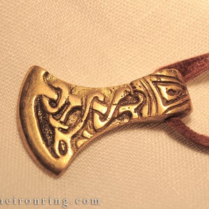 Viking Axe Brass Pendant, historical, protection amulet, talisman image 1