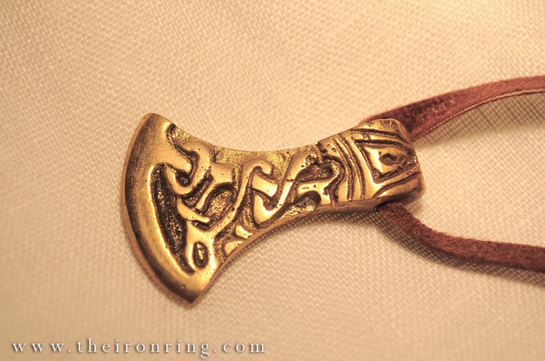 Viking Axe Brass Pendant, historical, protection amulet, talisman image 1