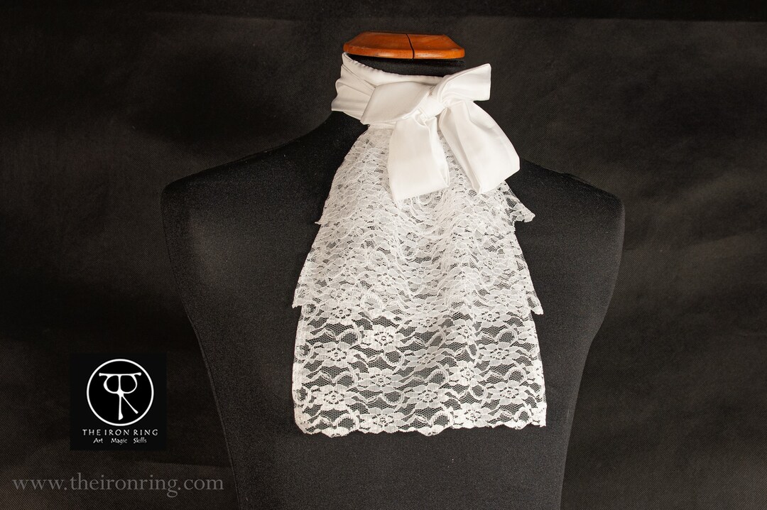 Jabot Victorian Neck Scarf, Polyester Lace , Gothic Vampire