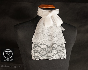 Jabot victorian neck scarf, polyester lace , gothic vampire dandy steampunk, historical pattern