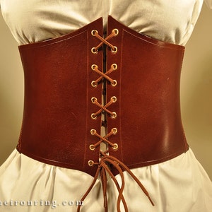 Alisea Corset Belt with strings in genuine leather and elastic band, different colors available image 2