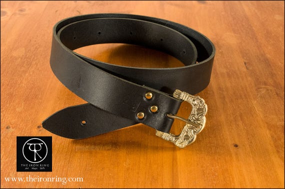 Viking Leather Belt, Iron Ring