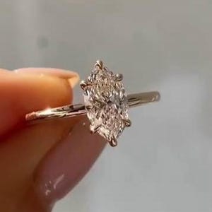 Marquise Cut 1 CT Moissanite Engagement Ring, 6 Prong Ring, Marquise Solitaire, 1CT Marquise Cut, Solitaire Engagement Ring