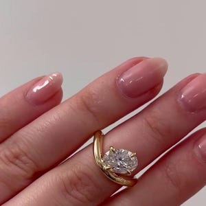 3CT Oval Cut Engagement Ring For Women Wedding Ring-Unique Thick Band Made Solitaire Ring-14K Solid Gold Ring Offset Ring Oval Moissanite