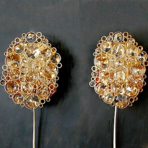 Vintage Luxe: Stunning Palwa Crystal Wall Sconces from the 1970s by Palwa