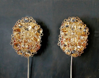 Vintage Luxe: Stunning Palwa Crystal Wall Sconces from the 1970s by Palwa