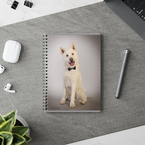 Elegant Dog Notebook, Akita, A5 Spiral Journal, Cute Pet Lover Gift, Dog Lover Stationery, Animal Lover Planner, Personalized Writing Pad,