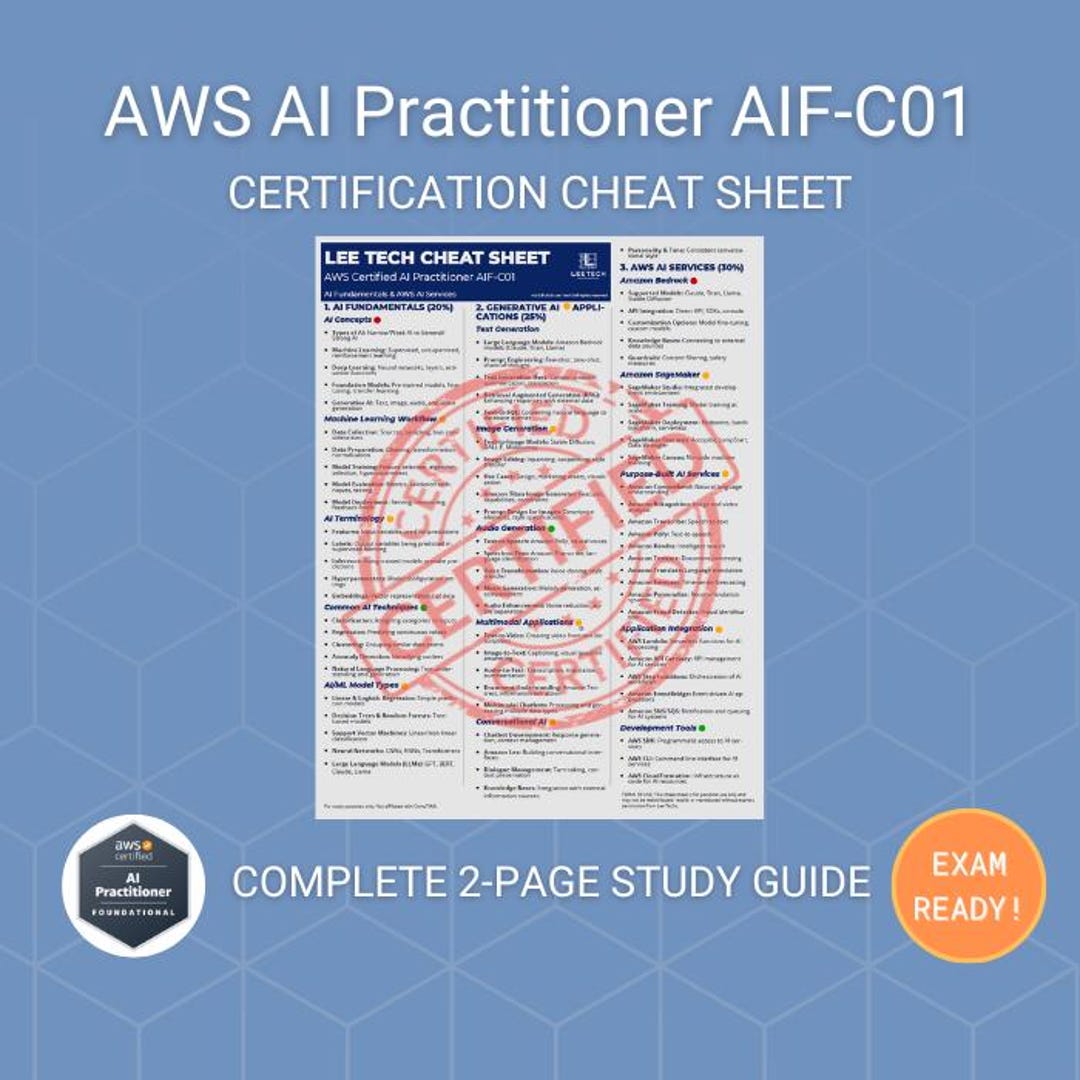 AWS AI Practitioner Cheat Sheet Pdf | AIF-C01 Exam Guide (instant ...