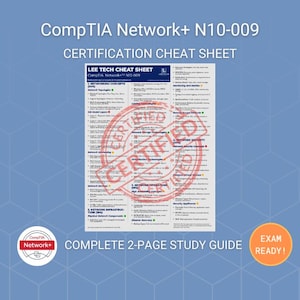 CompTIA Netzwerk+ Zertifizierungs-Spickzettel PDF | Prüfung Lernführer | Sofortdownload | Grundlagen der Netzwerkarbeit | IT Career Prep | Lernhilfe