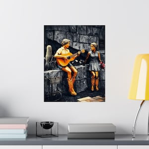 Rustic Cowgirl Sculpture Art Print: Vintage Western Decor