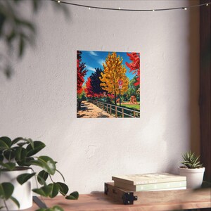 Póster vertical de otoño vibrante, decoración otoñal, arte mural natural, diseño de interiores colorido, regalos de temporada, estética otoñal