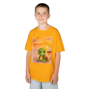 Sea turtle on the Beach Kids Tee, Adorable T-Shirt for Children