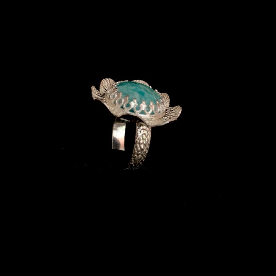 Sterling flower ring with amazonite - image 4