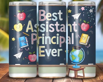 Assistant Principal Tumbler Wrap PNG, Back to School 20oz Skinny Tumbler Design, Teacher Gift, Sublimation Template,Instant Digital Download