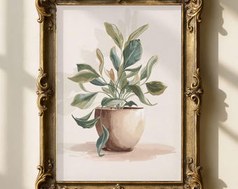 Olivgrün Blatt druckbare Wandkunst, Botanische Waldgrün Poster, große Pflanze Erdfarben Kunst, Boho Bauernhaus moderne Dekoration, digitaler Download