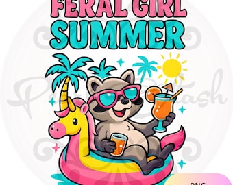 Mapache de verano de chica salvaje PNG, diseño divertido de mapache, gráfico de vaquera de verano, descarga digital de camiseta de playa