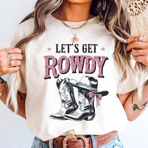 Let&#39;s Get Rowdy Bachelorette PNG, Vintage Cowgirl Sublimation Design, Boho Western Last Rodeo Bach Template Digital Download