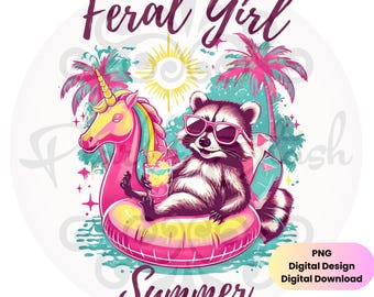 Mapache de verano de chica salvaje PNG, diseño divertido de mapache, gráfico de vaquera de verano, descarga digital de camiseta de playa