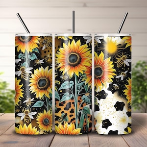 Leopard Print Sunflower Cow 20oz Sublimation Tumbler Design, Western Mama PNG Wrap, Boho Skinny Tumbler 20 oz, Digital Download