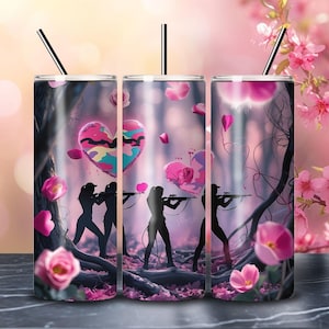 Pink Camo Jagd Tumbler Wrap, Girly Rusty Camo 20 Unzen Skinny Tumbler Design Jagd Frau Mama Armee PNG Digital Download