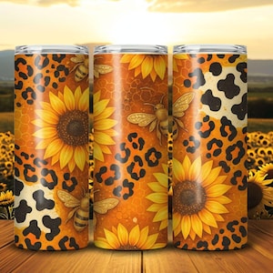 Leopard Print Sunflower Cow 20oz Sublimation Tumbler Design, Western Mama PNG Wrap, Boho Skinny Tumbler 20 oz, Digital Download