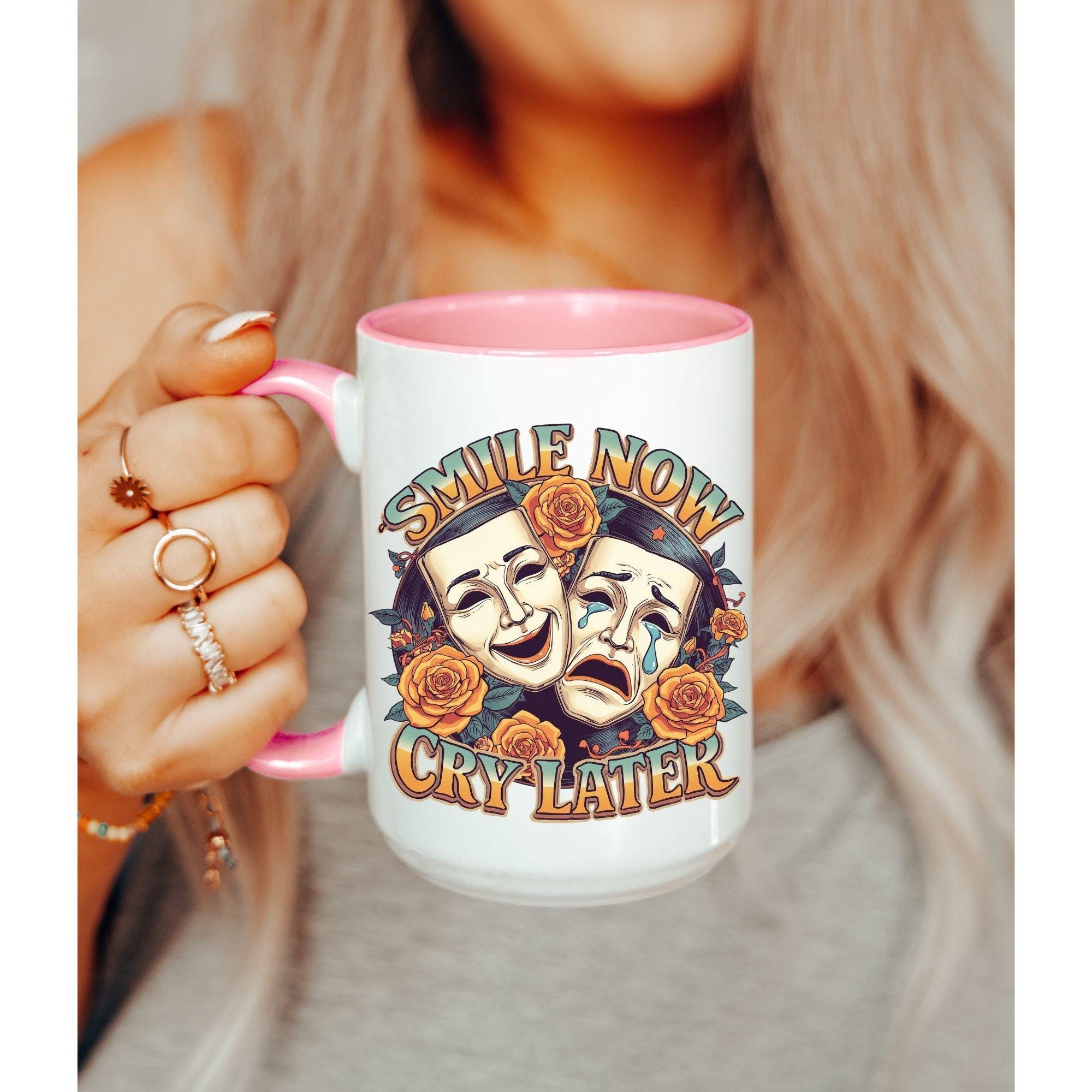 Smile Now Cry Later PNG | Retro 70s Psychedelic Mask Art | Roses ...