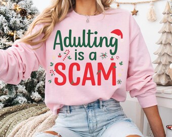 Christmas Adulting Is a Scam PNG, Funny Sarcastic Adult Humor Quote, Sassy Mental Health T-Shirt Sublimation Design, Trendy Digital Download