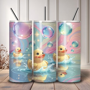 Rubber Duck Tumbler Wrap PNG, Funny Cute Rubber Ducky Iced Coffee 20 Oz Skinny Tumbler Sublimation Design, Digital Download