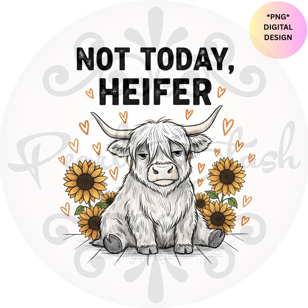 Sunflower Cow T-shirt PNG, Baby Highland Cow Sublimation Design With ...