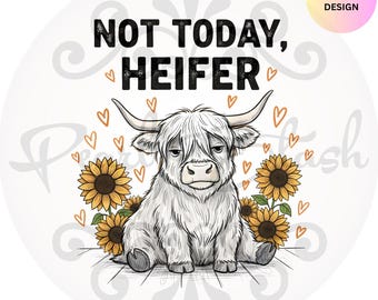 Sunflower Cow T-Shirt PNG, Baby Highland Cow Sublimation Design with Boho Country Western Sunflower Clipart, Animal Lover Digital Download