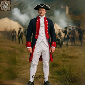 Revolutionary War Officer Uniform - Handmade 18th Century Military Costume