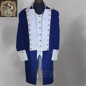 George Washington Uniform - 1770s Colonial Wool Coat - Historical Reenactment