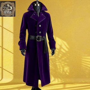 Elegant Purple Velvet Overcoat - A Timeless Statement Piece - Regency Era Jacket - A Perfect Fusion of Modern Style - Other Colors Available