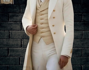 Mr. Darcy Regency Tailcoat Set - Handmade Wool Military Coat, Vest, Pants & Shirt