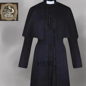 Religious Clergy Wool Cassock – Traditional Roman Catholic Vestment With Cape And Without Sash In Wool Fabric – Limited Edition Robe