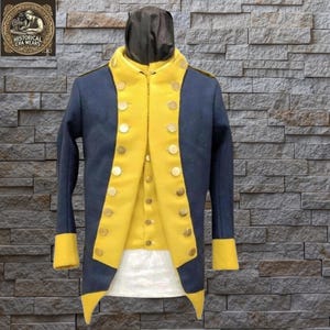 Revolutionary War Navy Wool Coat - 18th Century Military Uniform Replica - Cosplay
