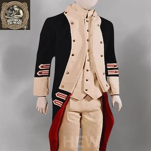 Handmade Napoleon Bonaparte Frock Coat Set - 18th Century Military Costume
